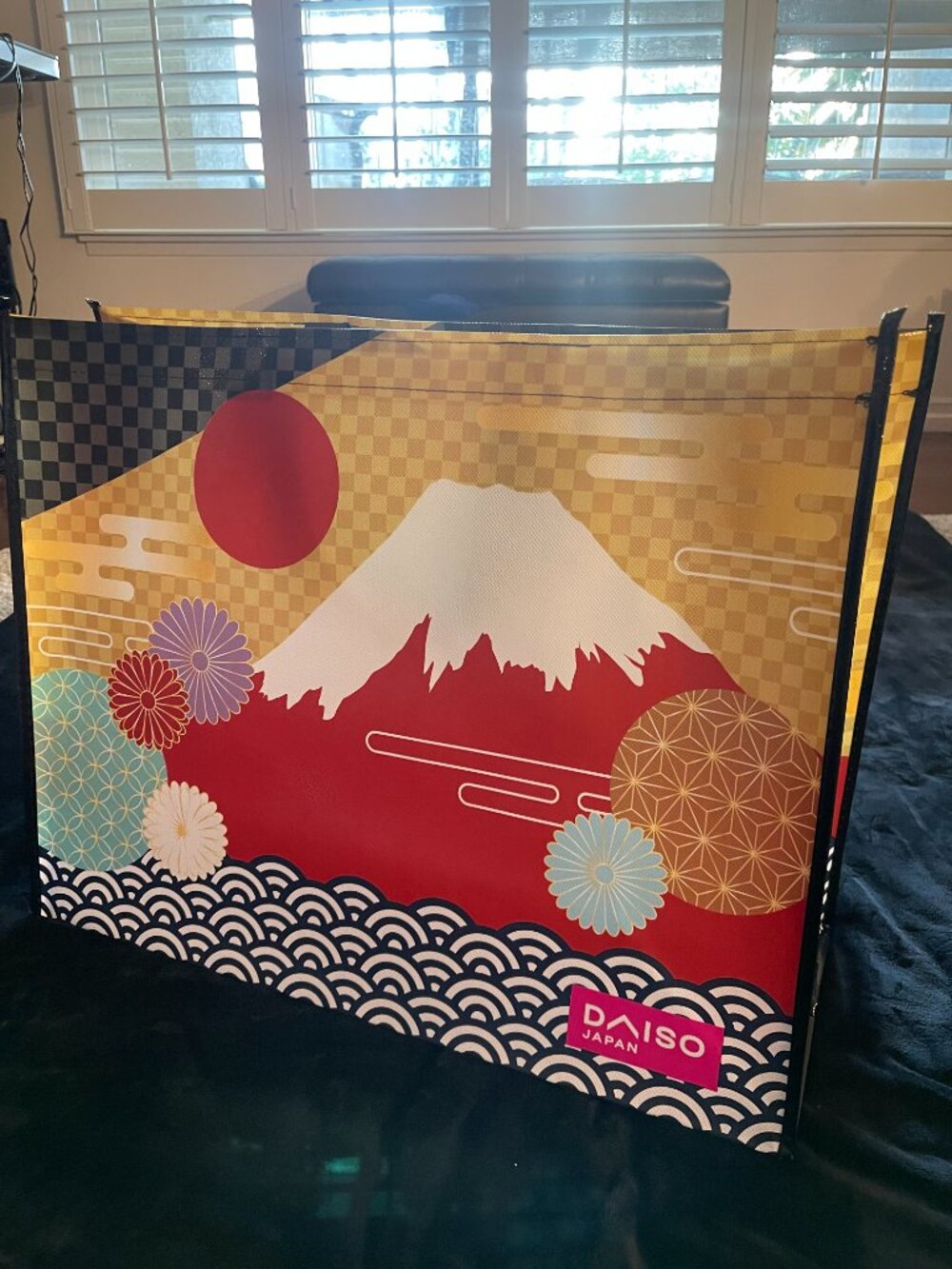 Daiso Japan Mt Fuji Floral Reusable Tote Bag Large NWT - Picture 3 of 4